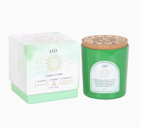 Leo Orange & Bergamot Zodiac Crystal Candle