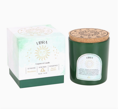 Libra Sweet Jasmine Zodiac Crystal Candle