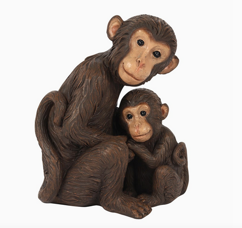 Monkey Mother and Baby Figurine