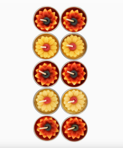Yellow and Orange Sunflower Candles (Set of 10)