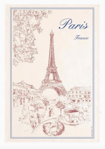 Eiffel Tower Café Croissant Tea Towel