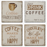 Cork Backed Absorbent Coasters 4 Pack (Multiple Styles)