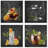 Cork Backed Absorbent Coasters 4 Pack (Multiple Styles)