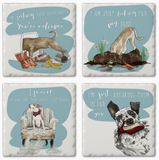 Cork Backed Absorbent Coasters 4 Pack (Multiple Styles)