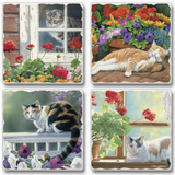 Cork Backed Absorbent Coasters 4 Pack (Multiple Styles)