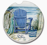 "By the Sea Chair" Absorbent Stone Car Coaster