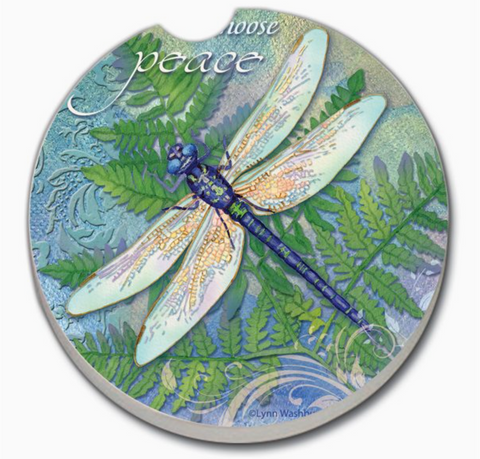 "Dragonfly Inspiration" Absorbent Stone Car Coaster