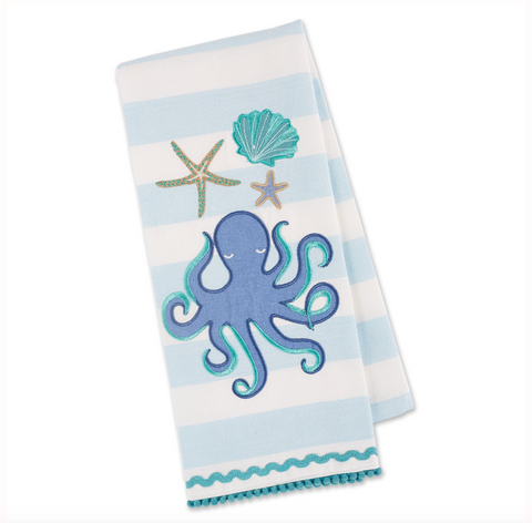 Octopus Embellished Dishtowel