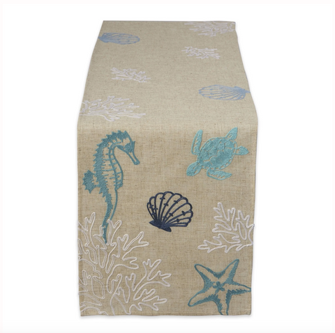 Seashore Embroidered Table Runner