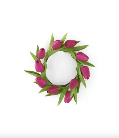 10" Fuchsia Real Touch Mini Tulip Candle Ring