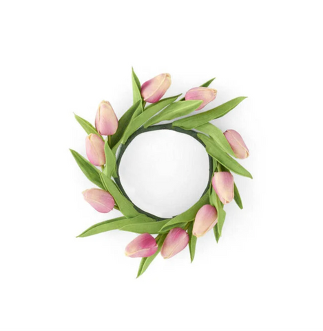 10" Mauve Real Touch Mini Tulip Candle Ring