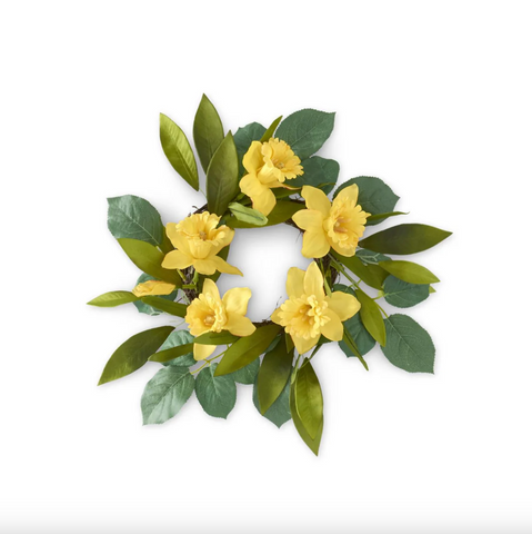 14" Yellow Daffodil Candle Ring