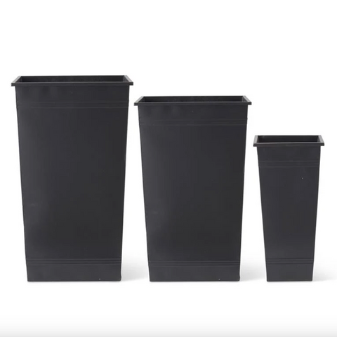 Set of 3 Tall Square Metal Pots