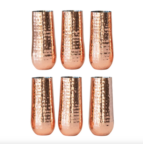 Hammered Stainless Steel Stemless Champagne Flute