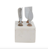 Stainless Steel Cheese Servers w/ Marble Stand