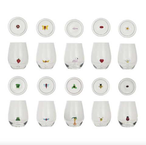 Stemless Wine Glass w/ Figure Inside, 10 Styles