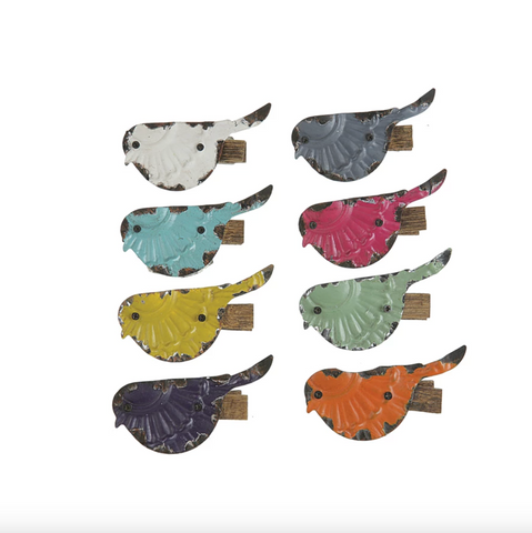 Embossed Metal Bird Clip, 8 Colors