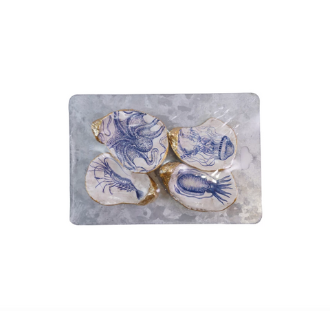 Oyster Shell Shaped Magnets (Set of 4)