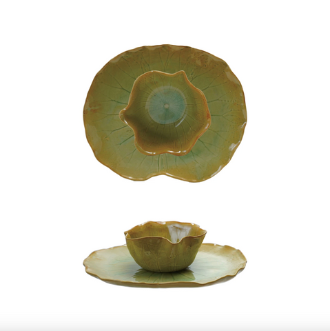 Water Lily Shaped Plate with Bowl