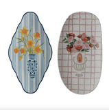 Textured Plate w/ Flowers in Vase (2 Styles)