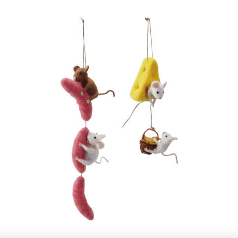 Mice on Sausage/Cheese Ornament (2 Styles)
