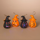 4"H Lighted Halloween Jack-O-Lantern Reversible