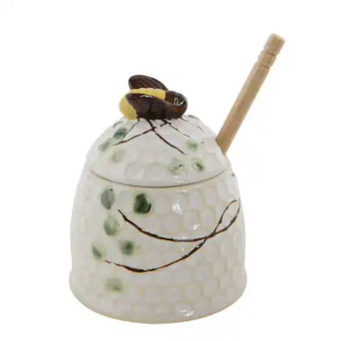 Hand-Painted Honey Jar w Honey Dipper