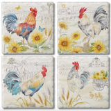 Cork Backed Absorbent Coasters 4 Pack (Multiple Styles)