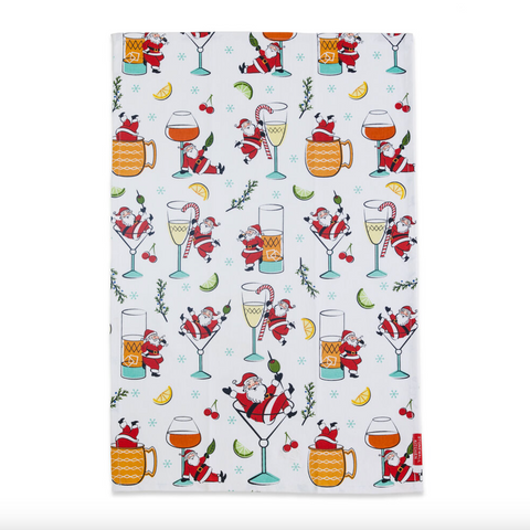 Cocktails with Santa Tea Towel