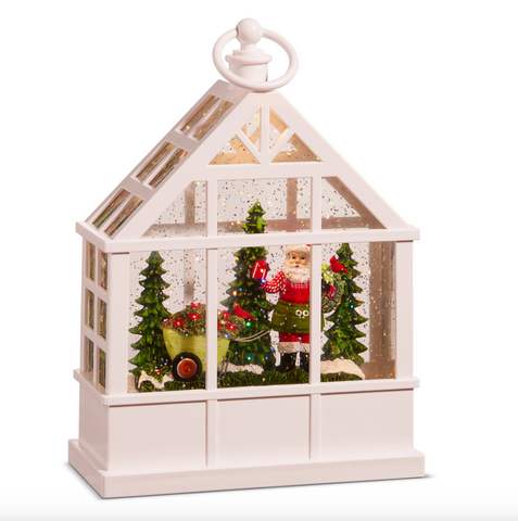 9.25" Garden Santa Lighted Water Greenhouse