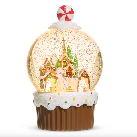 9.5" Animated Gingerbread Village Water Globe