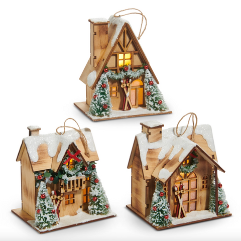 5" Lighted Lodge House Ornament