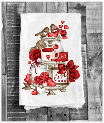 Valentine Red Heart Cotton Tea Towels