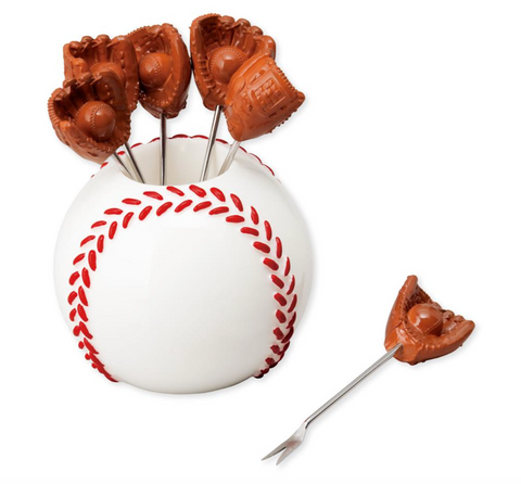 Baseball Cocktail Pick with Holder