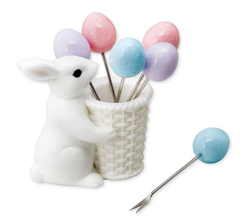 Easter Bunny Cocktail Pick with Holder