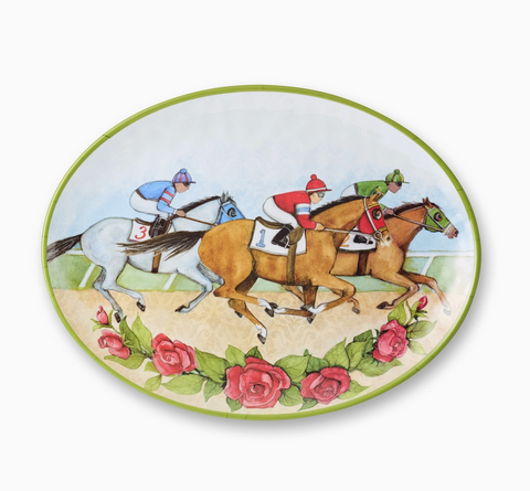 Day At the Races Melamine Oval Platter 18 X 13.5