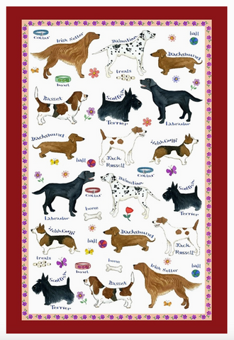 Dog Breeds - Cotton Tea Towel
