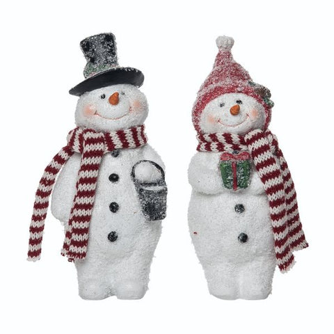 Resin Flocked Snowman Decor