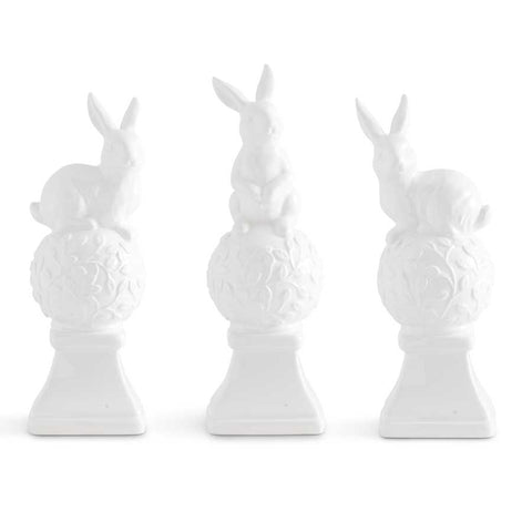 White Ceramic Bunny Finial