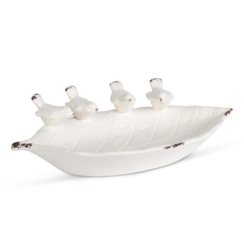 White Ceramic Leaf Bowl