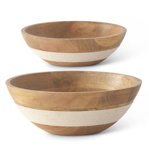 Rope Wrapped Wood Bowls