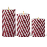 Thin Candy Striped Wax Luminara Pillar Candles