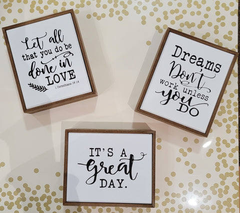 Mini Wood Inspirational Signs (3 Variants)