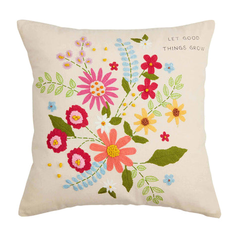 Let Good Things Floral Pillow