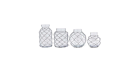 Glass Jars with Wrapped Chicken Wire