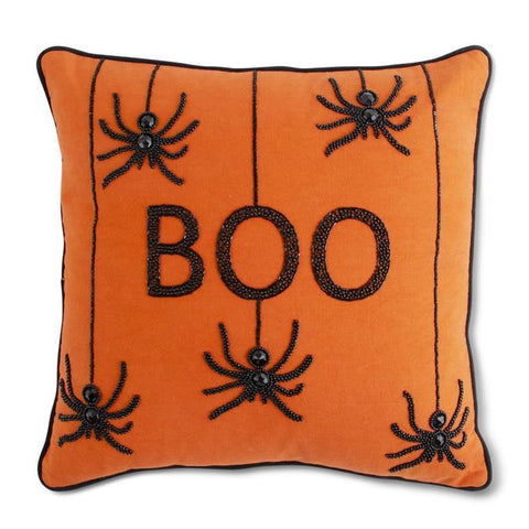 Orange Square Beaded BOO Pillow