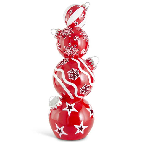 Red & White Led 4 Stacked Ornaments