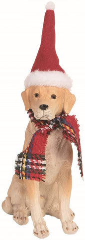 Dog Figurine w/ Plaid Scarf
