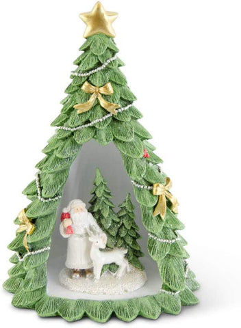 LED Resin Chistmas Tree With Santa and Reindeer