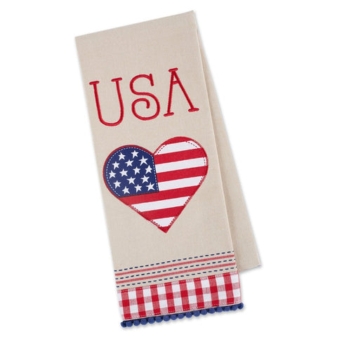 Americana Love Embellished Dish Towel